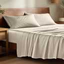 Bare Home 100% Rayon Made from Bamboo Luxury Full Sheet Set - 4 Piece Bedding Set - Deep Pockets - Cooling Sheets - Breathable - Easy Fit - Soft Bedding Sheets & Pillowcases (Full, Sand)