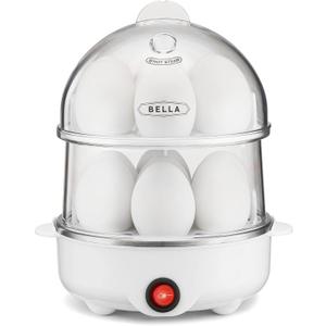 bella Rapid Electric Egg Cooker and Poacher with Auto Shut Off for Omelet, Soft, Medium and Hard Boiled Eggs, 14 Egg Capacity Tray, Double Stack, White