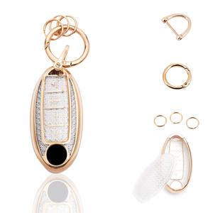 vehicleloong Key Fob Cover Case Shell Keychain for Nissan Rogue Sentra Altima Pathfinder Frontier Kicks Murano Versa Maxima Infiniti Accessories Accessory Girly Women, 4 Button, White Gold, TPU