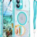 for iPhone 16 Plus Waterproof Case with Magsafe, Built in Camera Control [Screen Protector] [Lanyard], IP68 Military Full Body Shockproof, for Water Sports Outdoor Work, 6.7" Frosted Teal