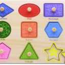 Aile Toddler Wooden Preschool Learning Shape Peg Puzzle Board Toys