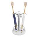 HarJue Toothbrush Holder Stand for Bathroom, Metal Toothbrush Organizer with Marble Base, Toothbrush Storage Collection for Family, Suitable for Home Hotel Countertop Vanity (Small, Chrome Finish)(Traces of rust)