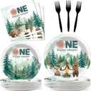 One Happy Camper Party Plates Napkins Happy Camper Party Paper Plates Camping 1st Birthday Party Disposable Dinnerware for Camping Theme Happy Camper Party Supplies Serve 24