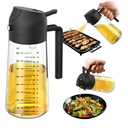 TrendPlain 16oz/470ml Glass Olive Oil Sprayer for Cooking – 2 in 1 Olive Oil Dispenser Bottle for Kitchen Gadgets and Air Fryer Accessories, Salad, BBQ - green and white