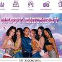 Birthday Decorations Poster Backdrop Banner 5x3Ft Fashion Music Themed Happy Birthday Party Decorations Banner Background Photo Booth Props for Home Office Birthday Party Supplies