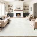 SHACOS Soft Cozy Fluffy Arch Pattern High Low Pile Area Rugs 9'x12' Large Non Slip Washable Modern Geometric Rug Scandinavian Minimalist Carpet for Living Room Bedroom Dining Room, Cream White