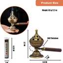 Handheld Incense Burner with 360 Rotating Handle-Chinese Bronze Style Holder for Incense Coils, Yoga Meditation, Home Office Desk Decor