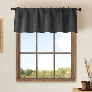 Jola's House 2 Pack Burlap Window Curtain Valances Farmhouse Style Window Treatment Decor Curtains Rod Pocket Valances for Kitchen/Living Room 16" x 56" (Blue)