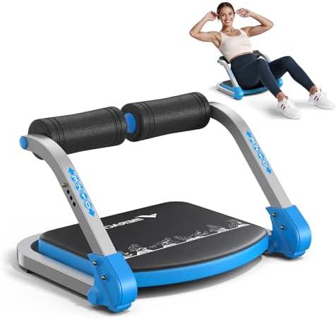 MERACH Ab Machine for Home Gym, Adjustable Ab Trainer with 3 Resistance Levels, Sit Up Exercise Equipment for Core Workout, Automatic Rebound Ab Crunch Machine, Ab Workout Equipment for Stomach(Blue)