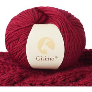 100% Merino Wool Yarn, 6-Ply Luxurious and Soft Yarn for Hand Knitting & Crocheting, 1.76 OZ/50g, 127 yds/116 Meters (red, 1 Ball)