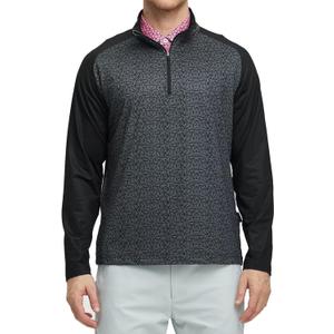 M MAELREG Quarter Zip Pullover Men Moisture Wicking Lightweight Sports Print Mock Neck Golf 1/4 Zip Pullover Mens Sweatshirt (Large, Black Grey Leaf)