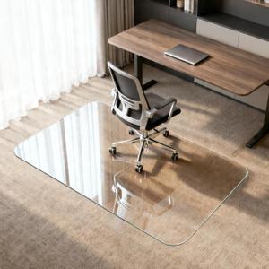 Kuyal Glass Chair Mat for Carpet, 32" x54" Heavy Duty Tempered Glass Office Chair Mat, 1/5" Thick Computer Chair Mat with Rounded and Polished Edges, Can be Used on Carpet or Hard Floor, Ship Flat