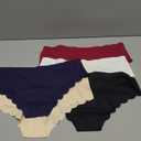 5 pack Seamless Underwear for Women Sexy Low Rise Hipster Wave Edge No Show Bikini Panties Women's Cheeky (Large, Black+red+blue+white+beige)