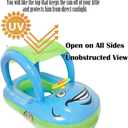 Baby Pool Float with Canopy Summer Steering Wheel Sunshade Swim Ring Car Inflatable Toys Infants Float Seat Boat for Kids Toddlers