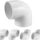 5PCS 1-1/2" 90 Degree Elbow PVC Pipe Fitting Adapter Coupling Connector Schedule 40 Slip (Socket x Socket) White Color