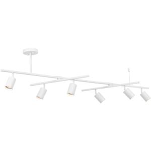 Globe Electric West 64" 6-Light Track Lighting, Matte White, Center Swivel Bars, Bulb Not Included
