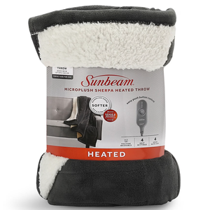 Sunbeam, Microplush and Sherpa, oversized Heated Throw, 60 x 70 in