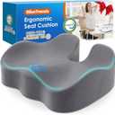BlissTrends Seat Cushion,Thick Memory Foam Cushions for Office Chair, Car Seat, Airplane, Relieving Pressure Tailbone Sciatica Back Pain for Office Workers, Car Drivers 4.7in Thick LightGrey (Large)