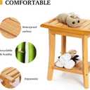 Bamboo Shower Bench Inside Shower Stool with Storage Shelf, Spa Bath Chair for Bathroom, Seat or Organizer for Living Room, Bedroom and Garden - Great for All Ages Elderly (Small, Natural) (Small 16x10x17 Inch)