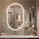 Niccy Oval LED Bathroom Vanity Mirror, 32x20inch Frameless Backlit Mirror with Light, Smart Anti-Fog Waterproof Mirror with Memory Function Dimmable Lighted Mirror