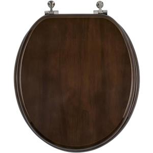 Toilet Seat, Solid Wood, Rubber Wood, High Gloss Finish, Walnut Brown, PIKLiDS (Round)