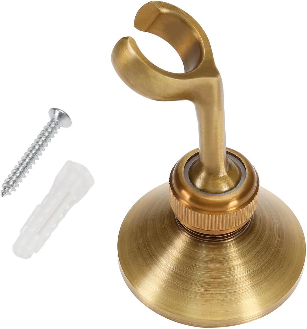 Vintage Brass Shower Head Holder Wall Mount Experience Unique One-Hole Design A Touch of Style for Household Bathroom 9.5x6.5cm, can clip 2cm