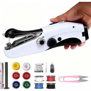Portable Handheld Sewing Machine - Electric Mini Hand Held Stitching Machine for Beginners & Adults, Easy to Use Fast Stitch for Thin Clothes, Fabrics, Curtains, DIY Home Travel(Black