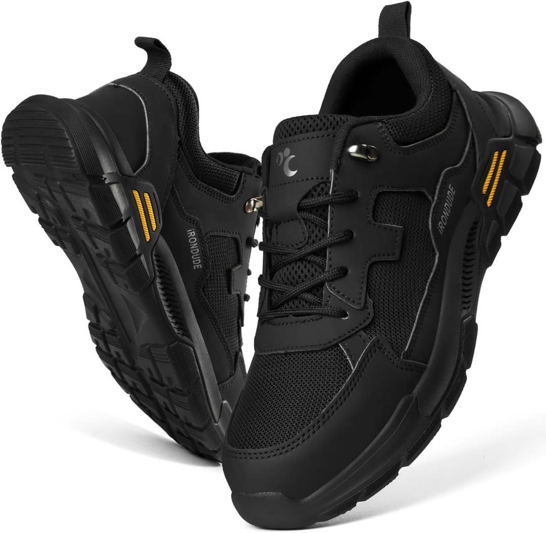 Composite Toe Shoes for Men Black Steel Toe Shoes Comfortable Non Slip Work Shoes for Protection Against Accidents or Injury Breathable Lightweight Construction Safety Sneakers Puncture Proof (10.5)