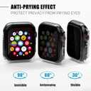 2 x 2 Pack Privacy Case for Apple Watch Screen Protector, Anti-Spy Tempered Glass Film Apple Watch Cover Hard PC Case Bumper for iWatch Series 6/5/4/SE 2/SE 3 - Clear/Clear 44mm