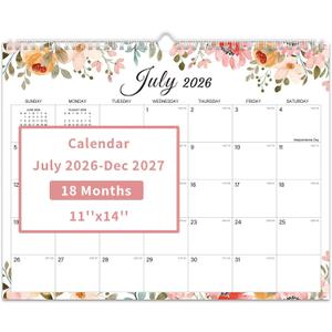 Comix 2026-2027 Wall Calendar, 18 Months Jul 2026 - Dec 2027 Monthly Planner, 120 GSM Thick Paper Lined Blocks, Hanging Calendar for Home Office Classroom, 14 x 11 Inch