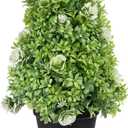 Small Fake Plants for 10 Inch, Artificial Topiary Ball Tree with Plastic Pot for Kitchen Office Desk Home Bathroom Farmhouse Room Coffee Table Decor(Artificial Shrub Potted Plant)