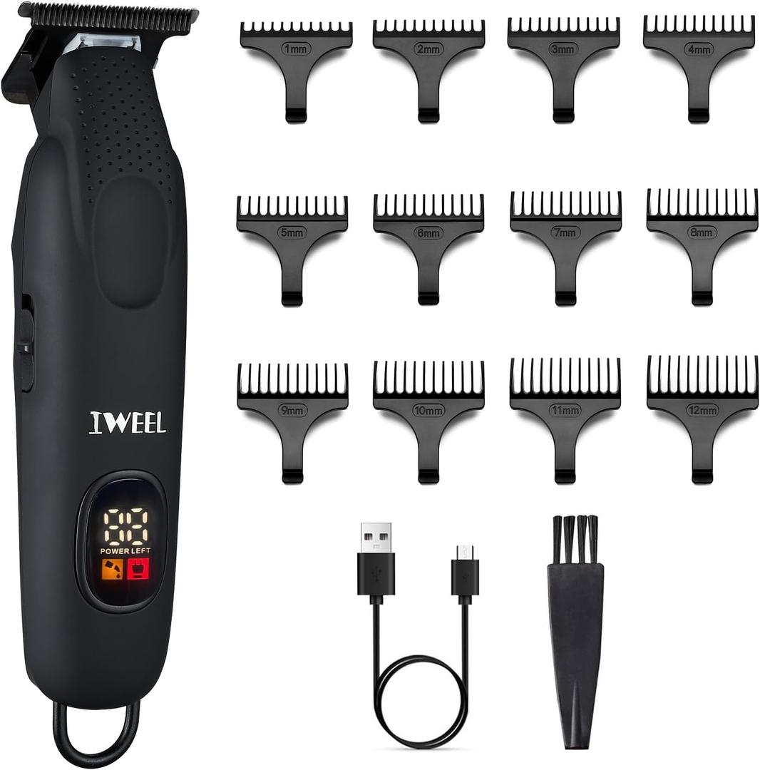 IWEEL Beard Trimmer for Men Professional Hair Trimmer for Men Hair Clippers Eletric Razor Shavers Zero Gapped T Blade Edgers Liners Cordless Rechargeable Mustache Grooming Kit for Body