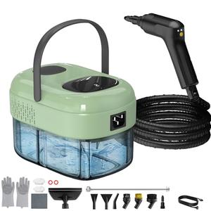2500W Handheld Steam Cleaner, 3-Level Adjustable Steam Cleaner for Home with 16 Accessories, Multipurpose Portable Steamer Cleaning for Car,Floor,Furniture,Tile,Grout,Couch,Fast Heat-Up (Green)