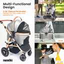 3-in-1 Pet Stroller for Small to Medium Dogs and Cats up to 55 lbs | Detachable Carrier & Car Seat | Foldable, Lightweight with Detachable Cushion & Cup Holder (Gray)