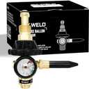 RX WELD Helium Latex Balloon Filler Air Flow Inflator Regulator 0-3000 PSI with Gauge for CGA580 Tank Valve