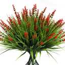 alyptus Artificial Flowers Outdoor 12 Bundles Fake Plants Outside Red Flower Grass Faux Greenery Spring Summer Wildflower Decoration for Outdoors Yard Front Porch Planter Decor (Red Flowers)