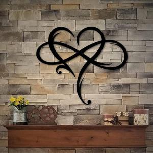 AOOLVY Infinity Heart Wall Decor, Unique Infinity Heart Metal Art Wall Decor Love Sign Steel Wall Plaques Bedroom Ornaments for Home Wedding Decor, Room Living Room Decoration (Black, 23.6x20.6inch) (23.6L" x 20.6W")