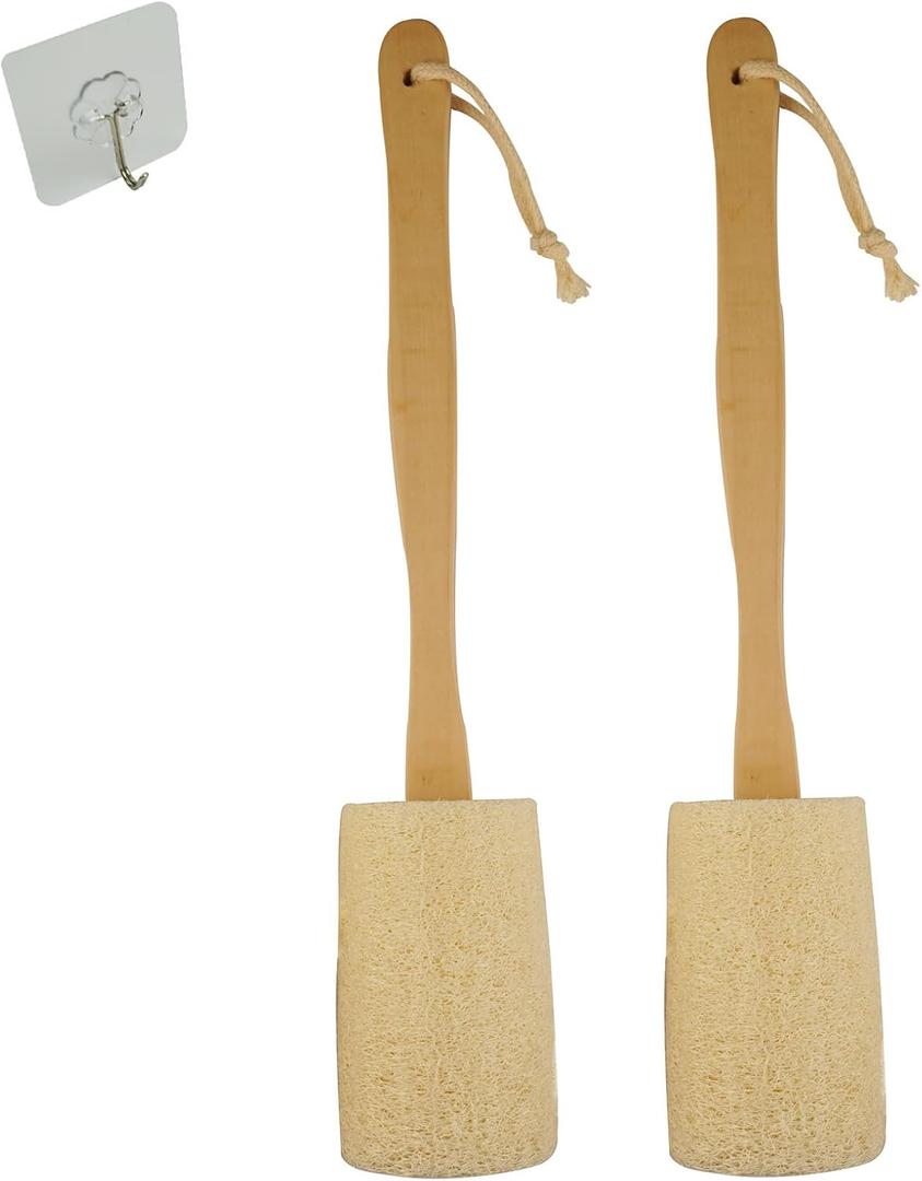 Back Loofah Scrub Loofah Sponge Long Handle Loofah Shower Bath Brush On a Stick Body Scrub Brush Scrubber Loofah Exfoliating Body Eco-Friendly Sponge