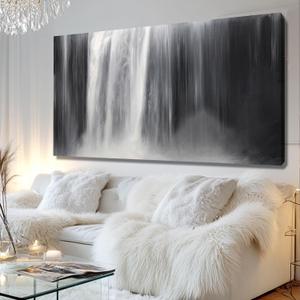 Black Wall Art White Wall Decor Waterfall Wall Pictures Abstract Wall Art Room Decor Canvas Poster Photos for Bedroom Living Room 24"x48"