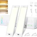 iQuincy 18 Inch Under Cabinet Lights Plug in 2 Packs, Hand Wave Activated, Linkable Under Cabinet Lighting with 5 CCT - 2700K-6000K & Stepless Dimmable, Under Counter Light for Kitchen, 450Lumens, 8W