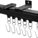 Ceiling Curtain Track, Curtain Track Ceiling Mount, Room Divider Curtain Rod or Wall with Rolling Hooks, Ceiling Shower Curtain Tracks Perfect for Privacy in Open Rooms,3-9ft Black. (9 FT)