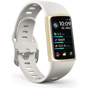 FITVII FINO 2 Slim Fitness Tracker, Smart Watch with Blood Oxygen, Sleep Monitor, 24/7 Heart Rate & Blood Pressure, IP68 Waterproof Health Activity Trackers with Calories Step Counter for Women Men (White)