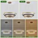 Benkut Modern LED Chandelier Black Gold Dimmable 3 Ring Pendant Light for Dining Room, Kitchen Chandelier Circular with Remote Control Flush Mount High Ceiling Light for Living Room, 3000K-6500K, 3 Rings 23.6 inches