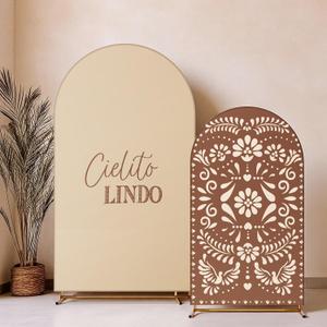 Mindsoft 2 Pcs Cielito Lindo Arch Backdrop Cover 6ft and 7.2ft Spandex Stand Cover for Mexican Baby Show Birthday Wedding Bridal Shower Party Decorations (Brown)