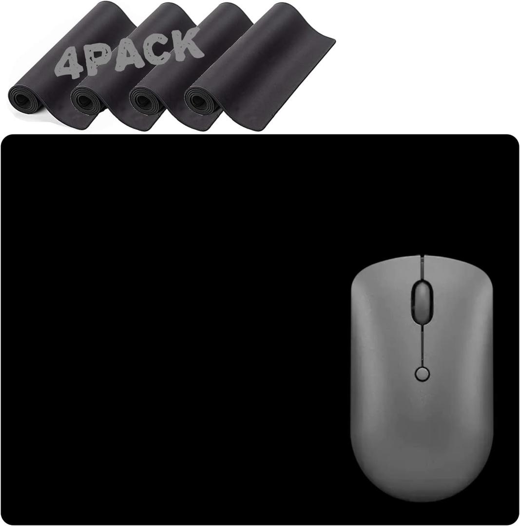 4 Pack Mousepad for Computer USB or Wireless Mouse - Black Slim pad