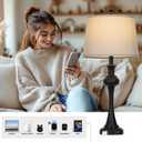 CINSARY 28.75'' Modern Black Metal Table Lamps Living Room Lamp for Nightstand Bedside End Lamp Home Decor Touch Lamp Modern Lamps with USB A+C Ports & Outlets Bulb Included