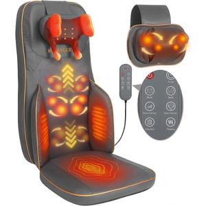 Shiatsu Neck and Back Massager for Pain Relief Deep Tissue | 4D Rolling Kneading Vibration Massage Chair Pad, Custom Intensity Heat Therapy for Home Office Chair, Holiday Gift