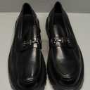 Mens Leather Platform Chunky Slip On Horsebit Loafers Classic Round Toe Non-Slip Lug Sole Business Casual Work Dress Shoes for Formal Party Wedding Office (Size 12, Black)