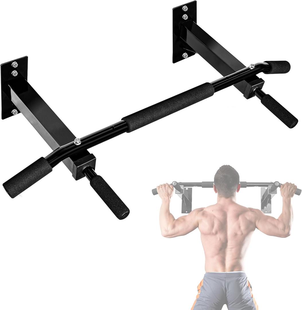 Yes4All Pull Up Bar Wall Mounted - Multifunctional Wall Mounted Pull Up Bar for Home Gym Workout Strength Training Equipment (A. Standard - Black)