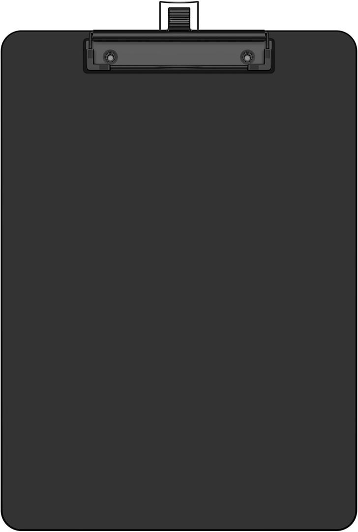 Black Clipboard with Pen Holder, 8.5 x 11 Plastic Clip Boards with Black Low Profile Clip, Letter Size for Classroom, Teacher, Students, School, Office Supply